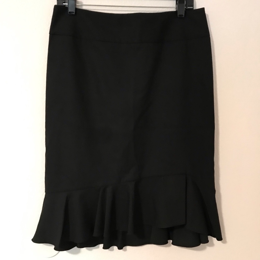 Express Black Pencil Skirt with Ruffle Hem